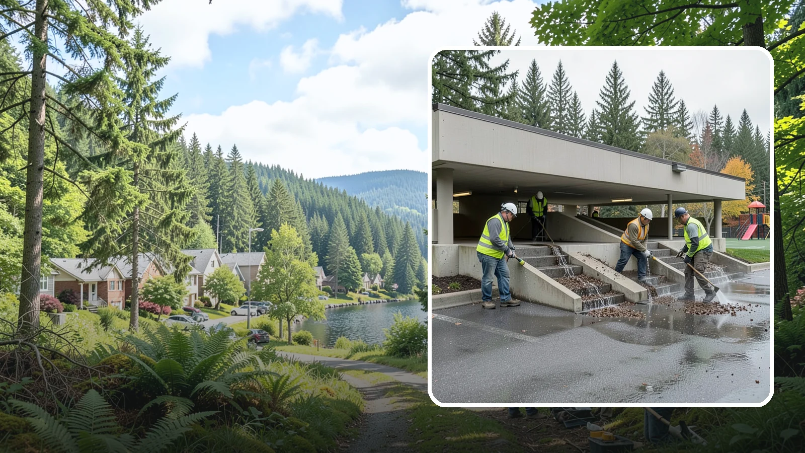Parking Garage Cleaning in Lake Forest Park, King County, WA - Clean multi-level public parking structures, including decks, stairwells, and drains, on a managed schedule.