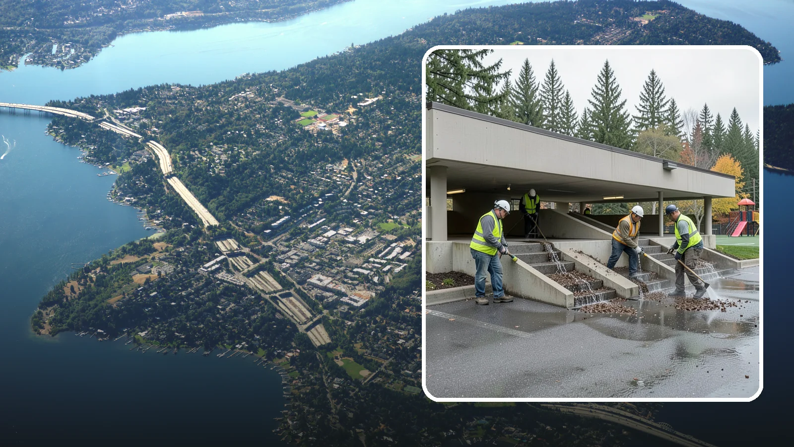 Parking Garage Cleaning in Mercer Island, King County, WA - Clean multi-level public parking structures, including decks, stairwells, and drains, on a managed schedule.