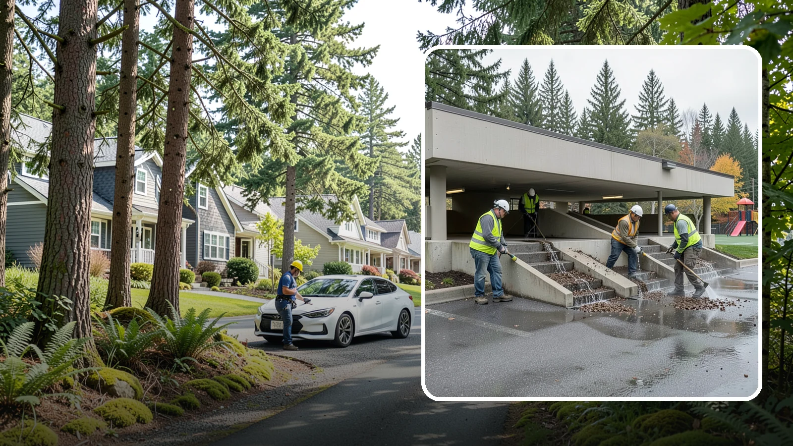 Parking Garage Cleaning in Normandy Park, King County, WA - Clean multi-level public parking structures, including decks, stairwells, and drains, on a managed schedule.