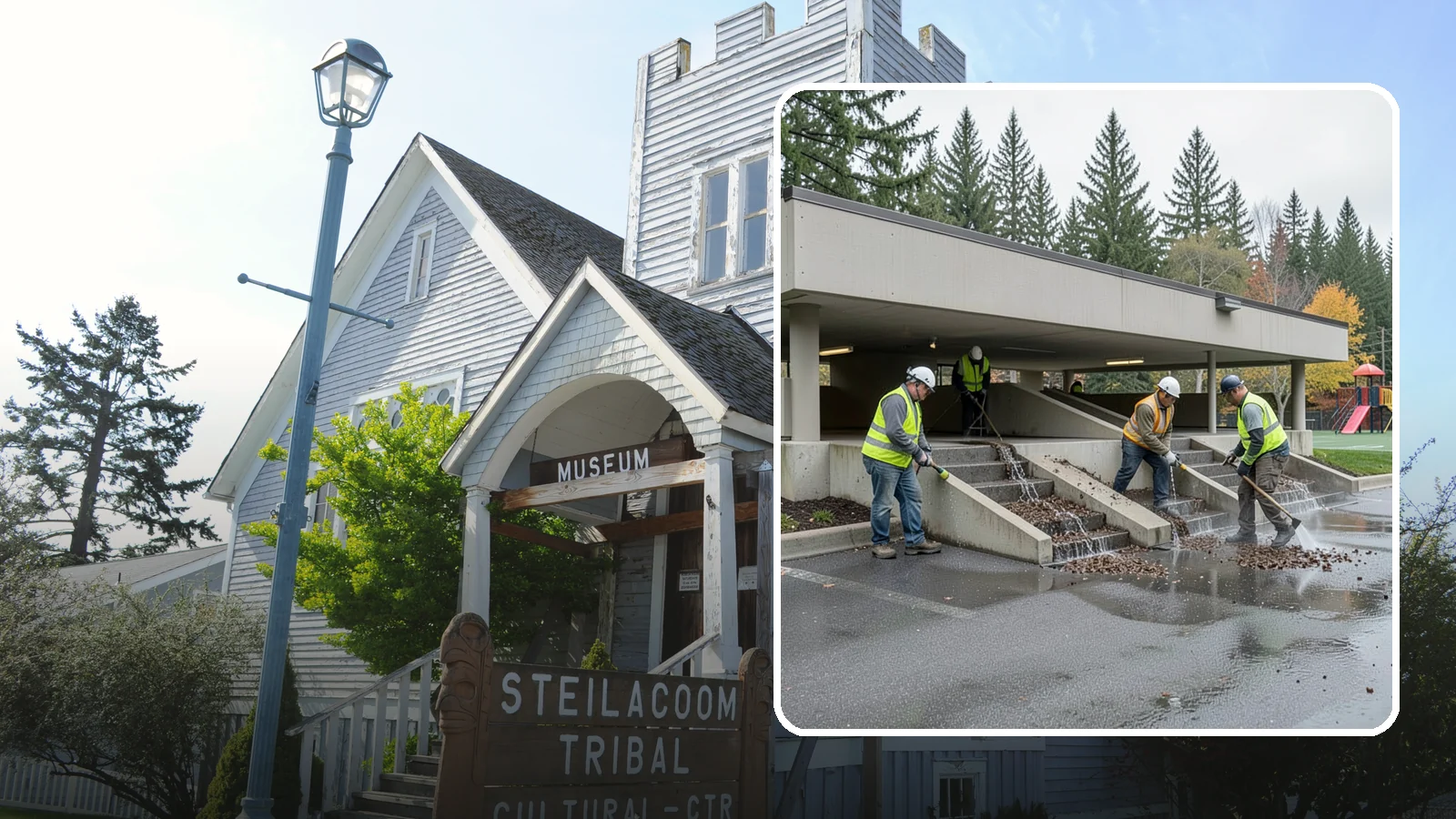 Parking Garage Cleaning in Steilacoom, Pierce County, WA - Clean multi-level public parking structures, including decks, stairwells, and drains, on a managed schedule.