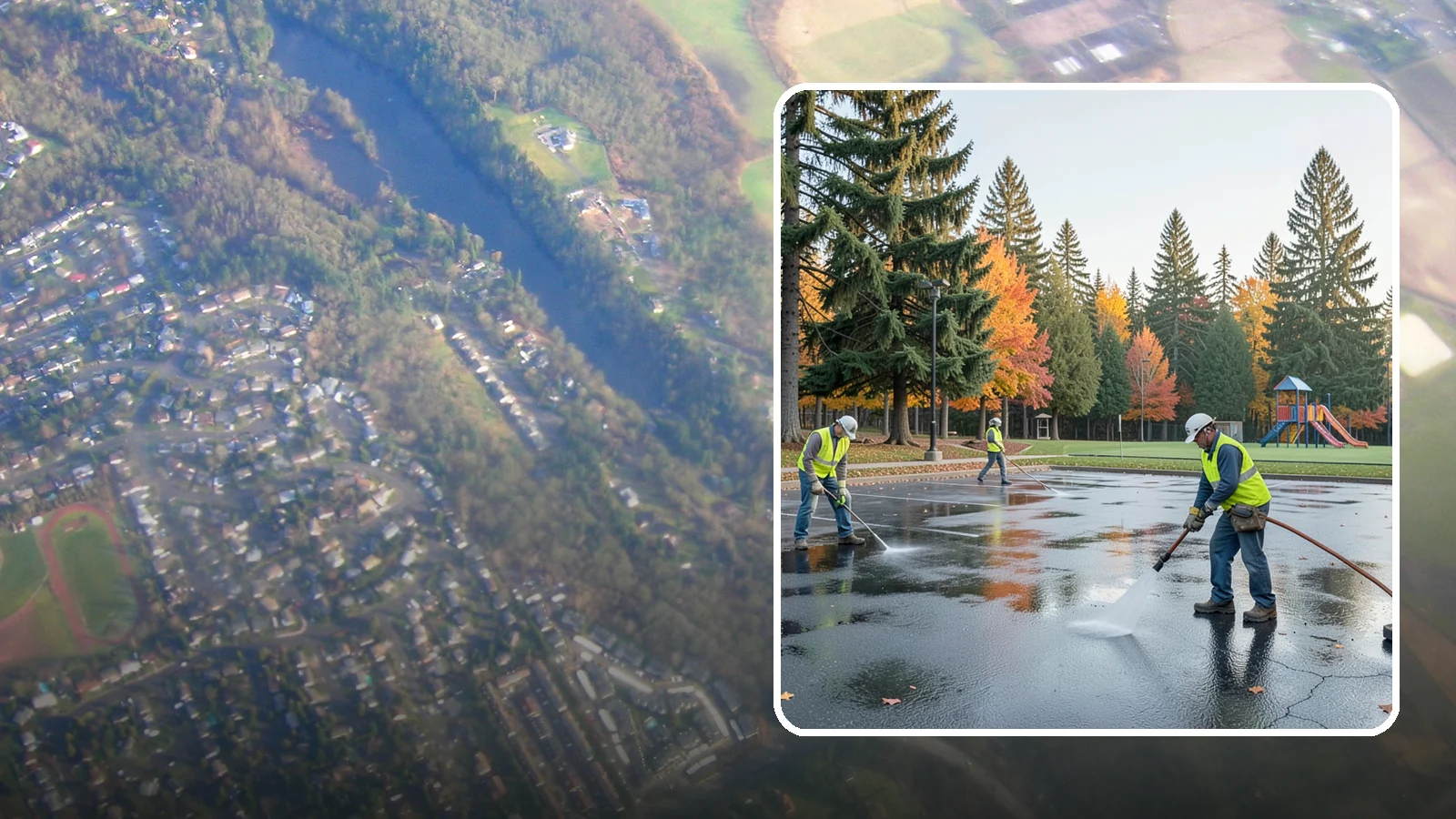 Parking Lot Cleaning in Algona, King County, WA - Pressure wash and degrease public parking lots to remove oil staining, gum, and accumulated grime.