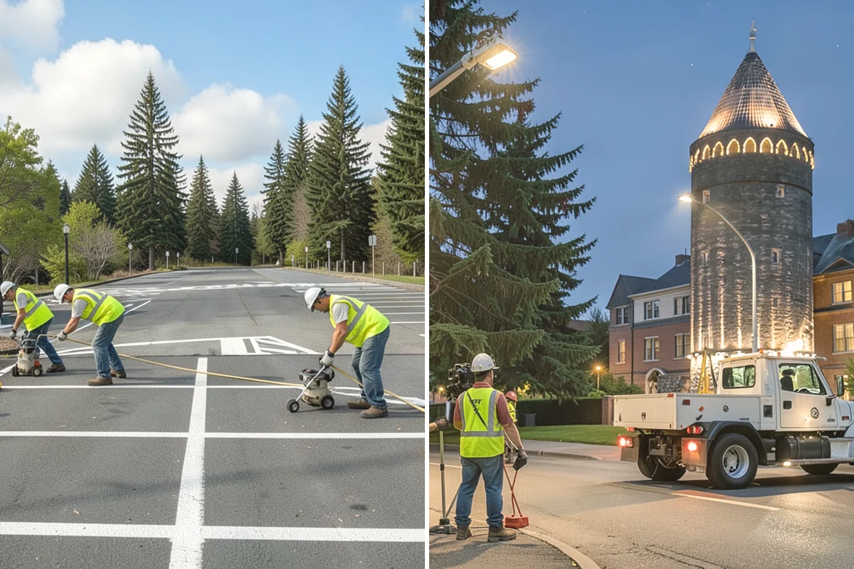 Parking Lot Cleaning in Anacortes, Skagit County, WA - Survey lot size, surface type, and staining with staff