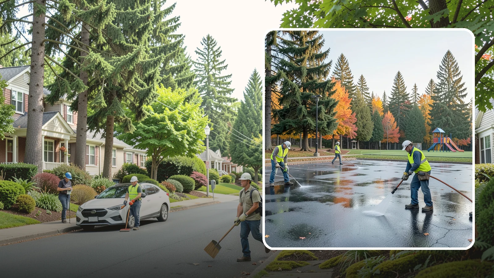 Parking Lot Cleaning in Beaux Arts Village, King County, WA - Pressure wash and degrease public parking lots to remove oil staining, gum, and accumulated grime.