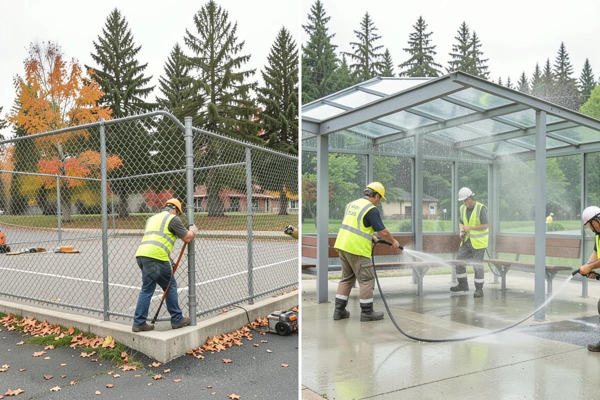 Parking Lot Cleaning in Carbonado, Pierce County, WA - Survey lot size, surface type, and staining with staff