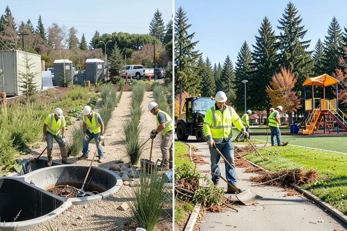 Parking Lot Cleaning in DuPont, Pierce County, WA - Survey lot size, surface type, and staining with staff