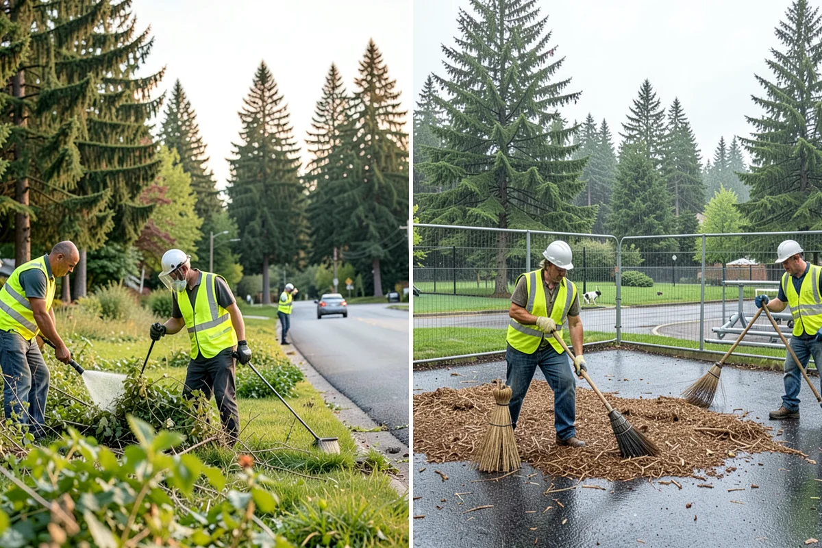 Parking Lot Cleaning in Everett, Snohomish County, WA - Survey lot size, surface type, and staining with staff