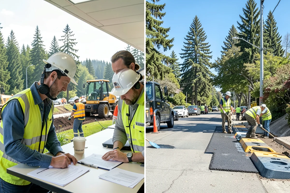 Parking Lot Cleaning in Federal Way, King County, WA - Survey lot size, surface type, and staining with staff