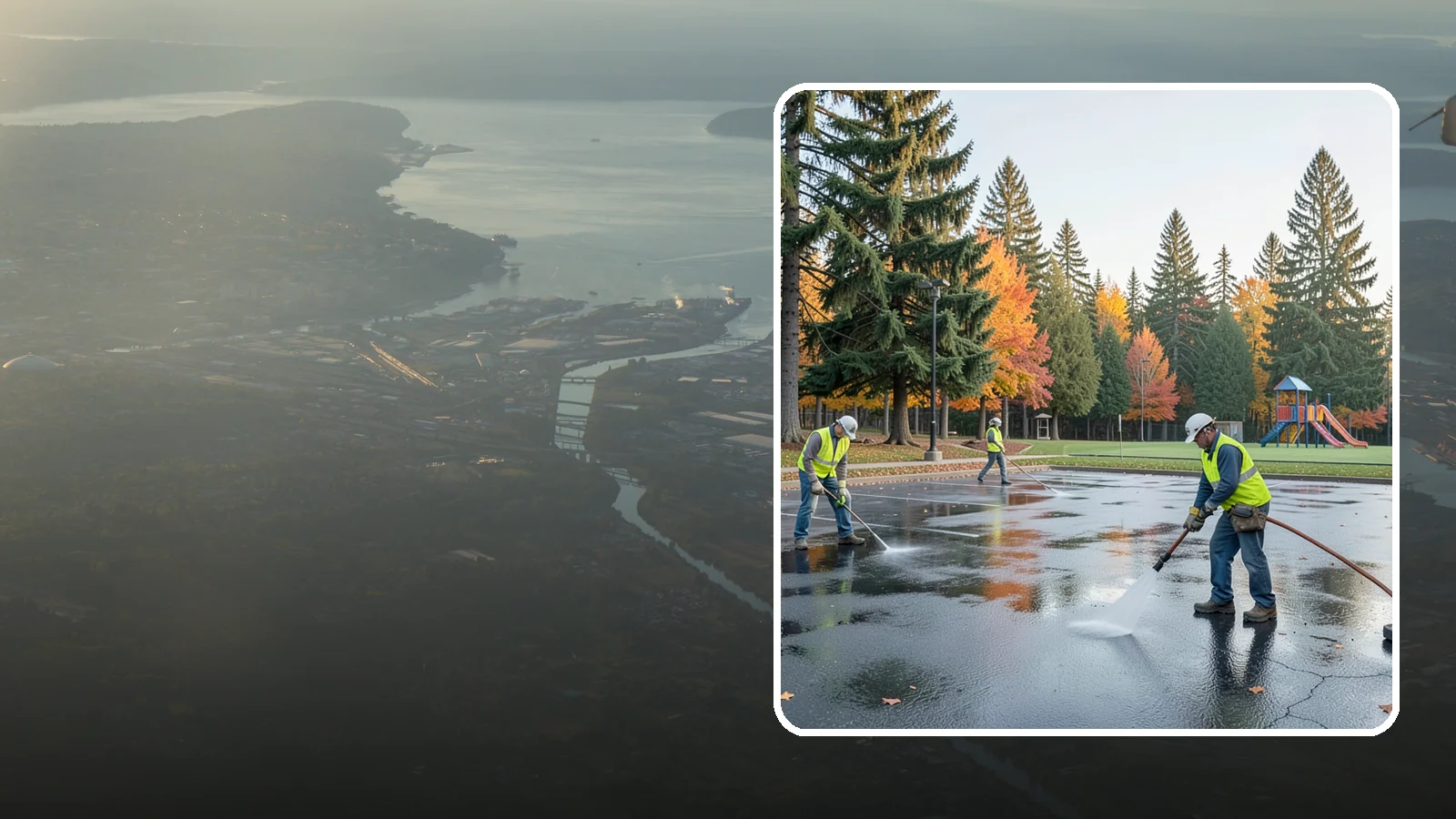 Parking Lot Cleaning in Fife, Pierce County, WA - Pressure wash and degrease public parking lots to remove oil staining, gum, and accumulated grime.