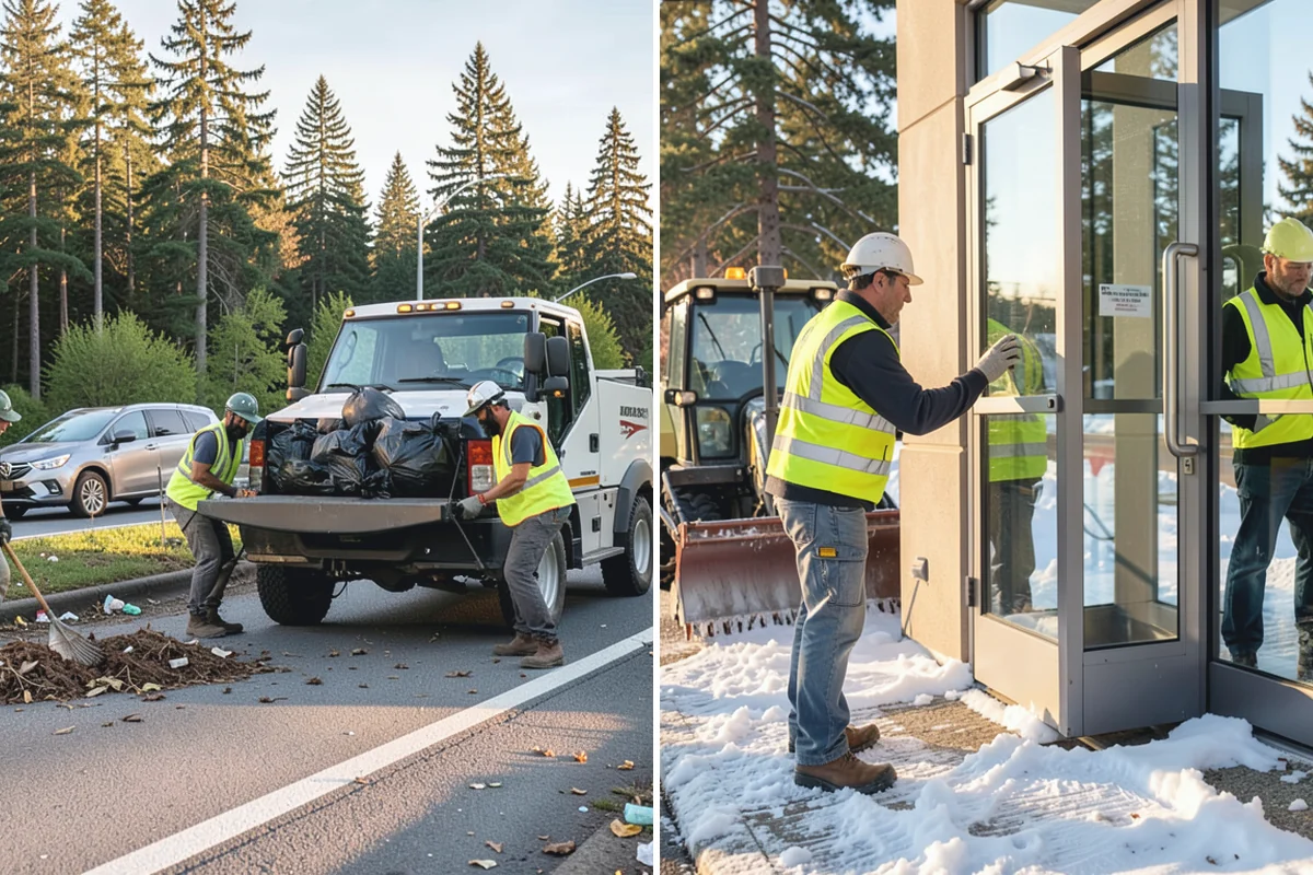 Parking Lot Cleaning in Gold Bar, Snohomish County, WA - Survey lot size, surface type, and staining with staff