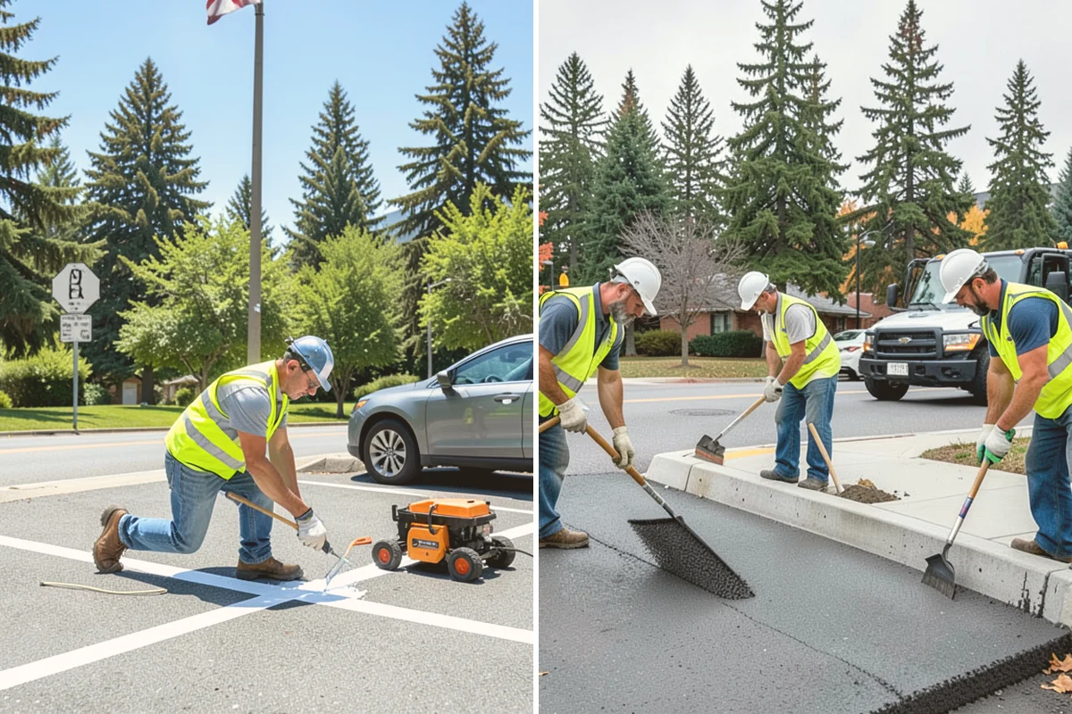 Parking Lot Cleaning in Kirkland, King County, WA - Survey lot size, surface type, and staining with staff