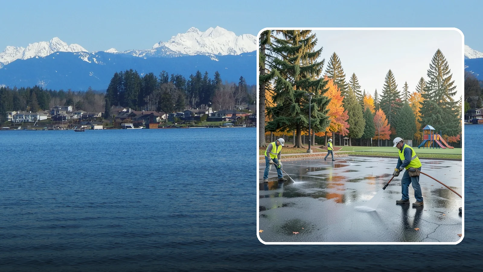 Parking Lot Cleaning in Lake Stevens, Snohomish County, WA - Pressure wash and degrease public parking lots to remove oil staining, gum, and accumulated grime.