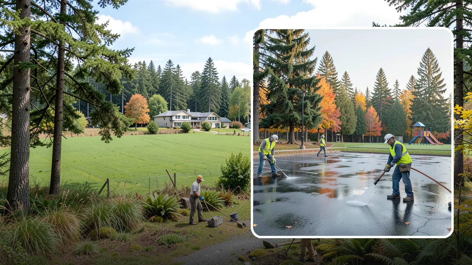 Parking Lot Cleaning in Lyman, Skagit County, WA - Pressure wash and degrease public parking lots to remove oil staining, gum, and accumulated grime.