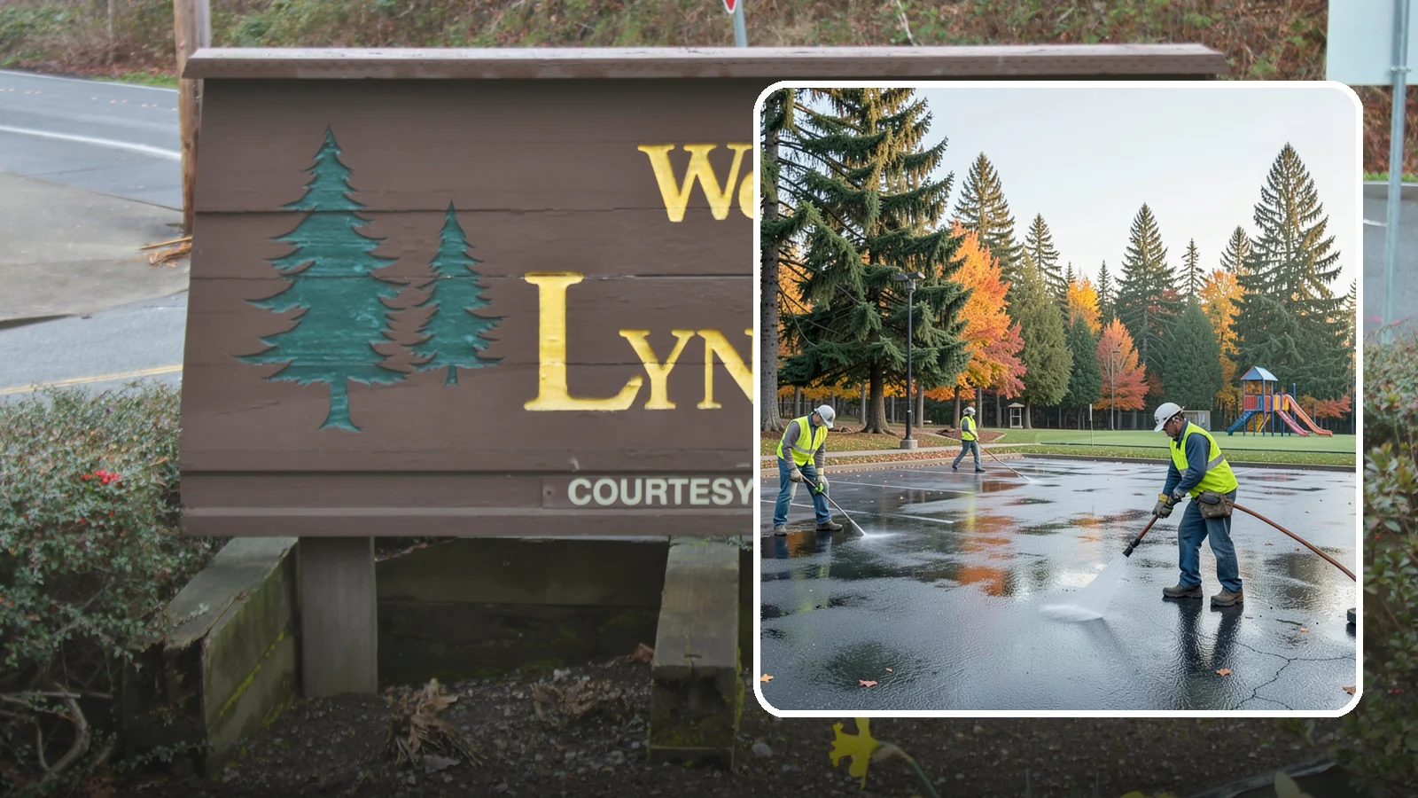 Parking Lot Cleaning in Lynnwood, Snohomish County, WA - Pressure wash and degrease public parking lots to remove oil staining, gum, and accumulated grime.
