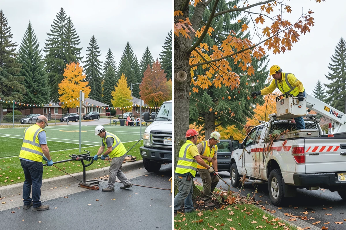 Parking Lot Cleaning in Medina, King County, WA - Survey lot size, surface type, and staining with staff