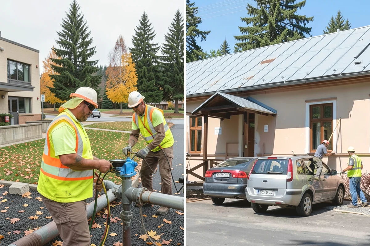 Parking Lot Cleaning in Mercer Island, King County, WA - Survey lot size, surface type, and staining with staff