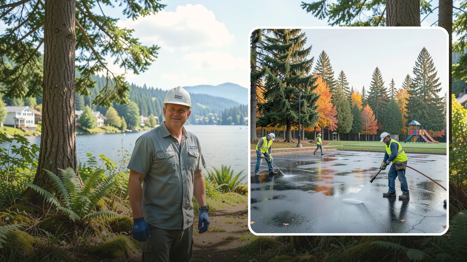Parking Lot Cleaning in Milton, King County, WA - Pressure wash and degrease public parking lots to remove oil staining, gum, and accumulated grime.