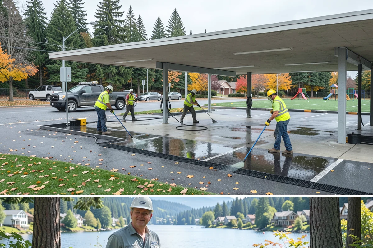 Parking Lot Cleaning in Milton, King County, WA - Parking-lot cleaning is best scheduled in dry spring and summer months when surfaces dry quickly and closures can be kept short.