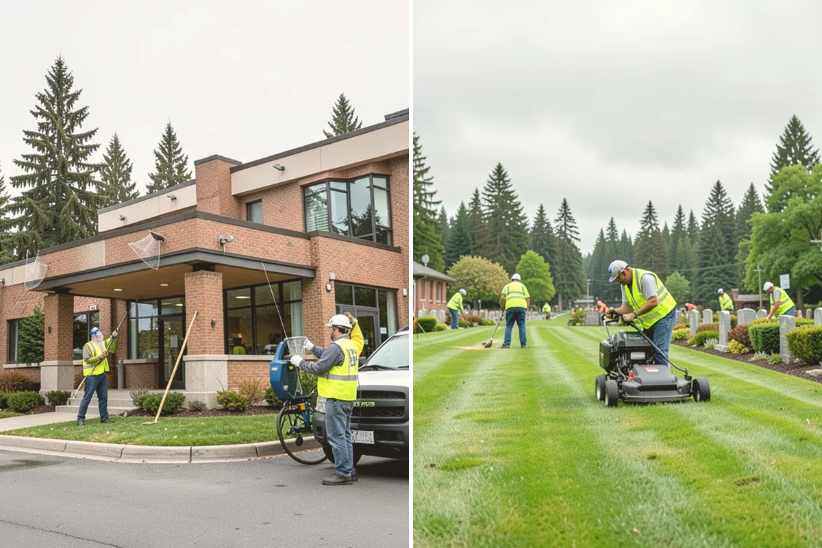 Parking Lot Cleaning in Orting, Pierce County, WA - Survey lot size, surface type, and staining with staff