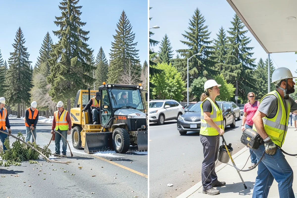 Parking Lot Cleaning in Redmond, King County, WA - Survey lot size, surface type, and staining with staff