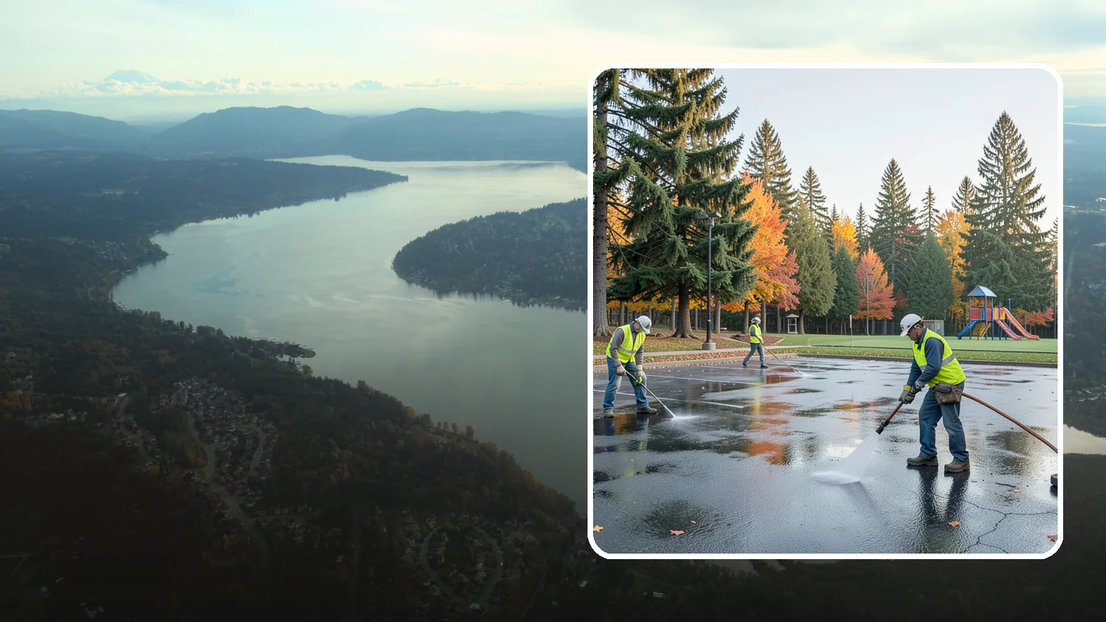 Parking Lot Cleaning in Sammamish, King County, WA - Pressure wash and degrease public parking lots to remove oil staining, gum, and accumulated grime.