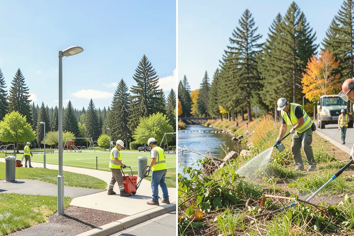 Parking Lot Cleaning in Sammamish, King County, WA - Survey lot size, surface type, and staining with staff