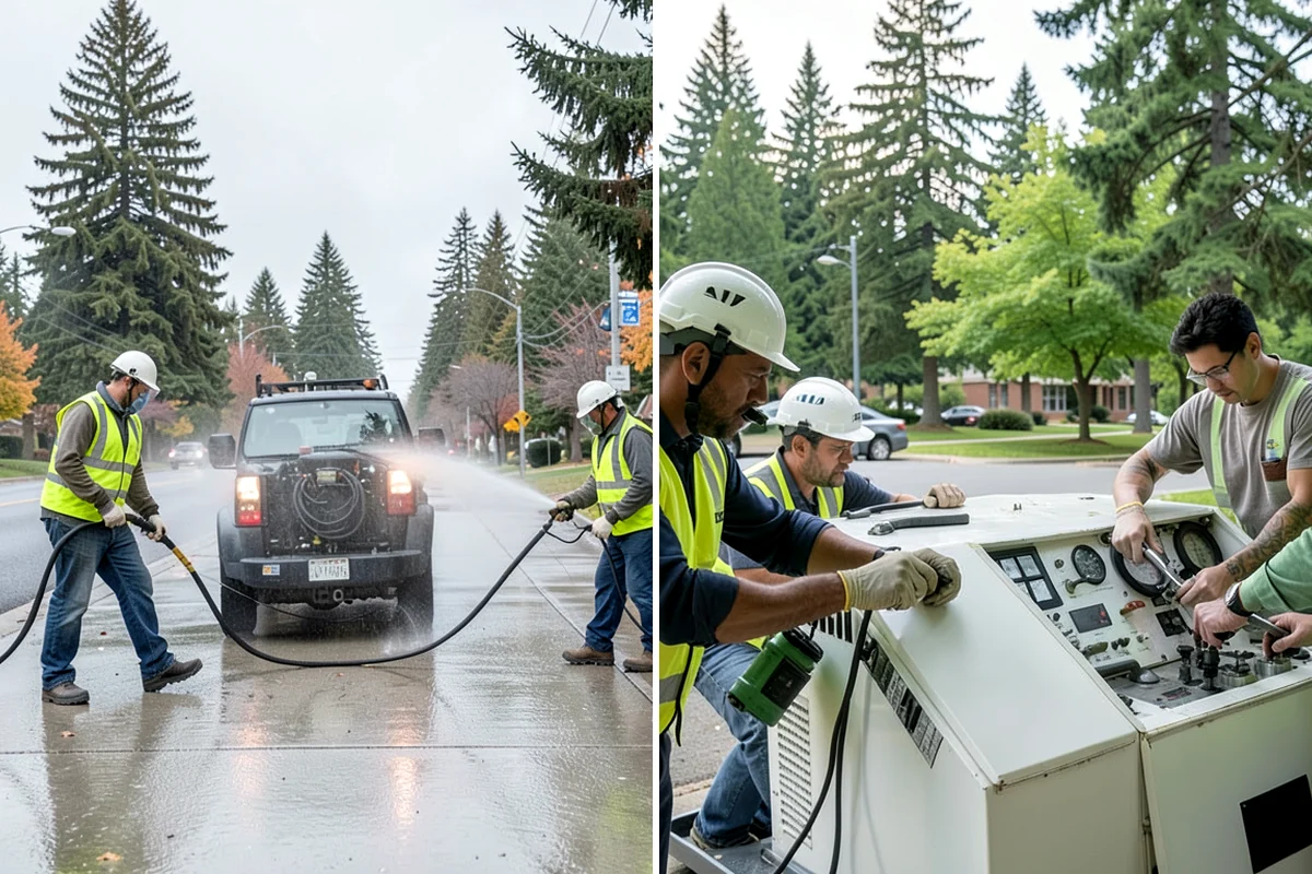 Parking Lot Cleaning in Seattle, King County, WA - Survey lot size, surface type, and staining with staff
