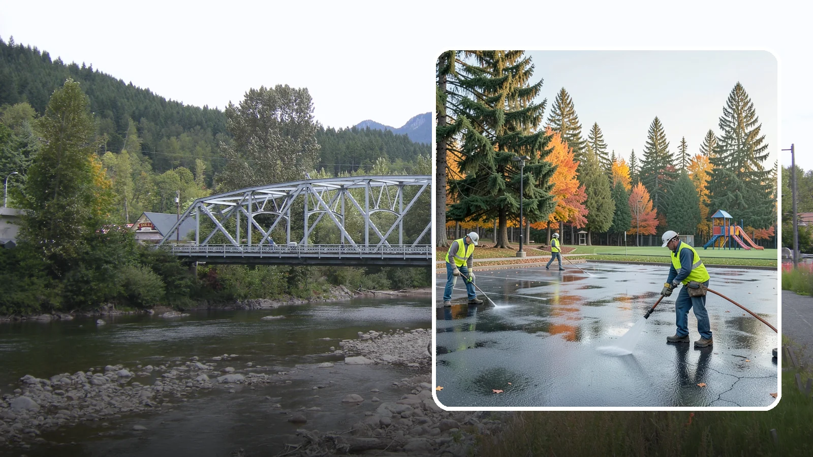 Parking Lot Cleaning in Skykomish, King County, WA - Pressure wash and degrease public parking lots to remove oil staining, gum, and accumulated grime.