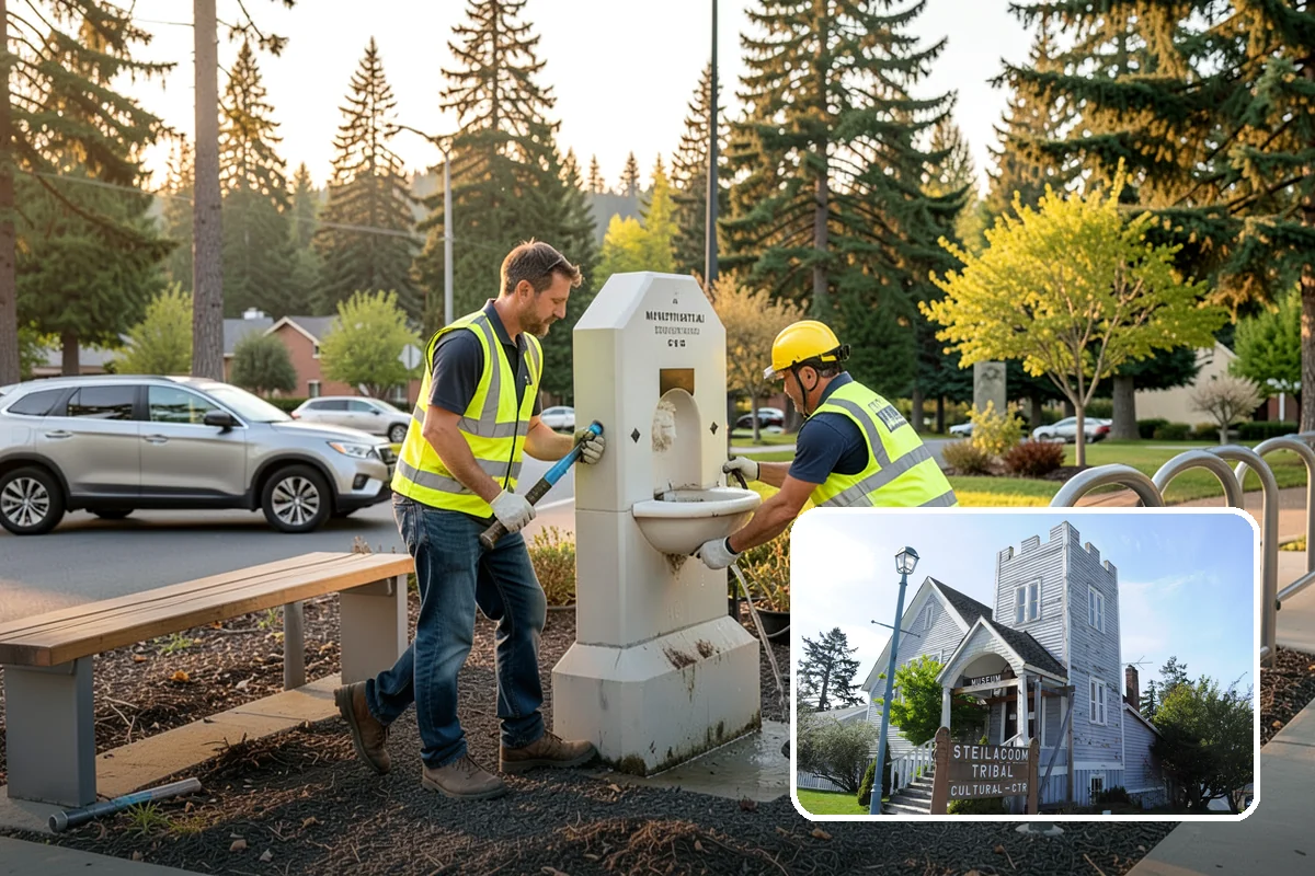 Parking Lot Cleaning in Steilacoom, Pierce County, WA - Removes oil, gum, and grime that stain lot surfaces