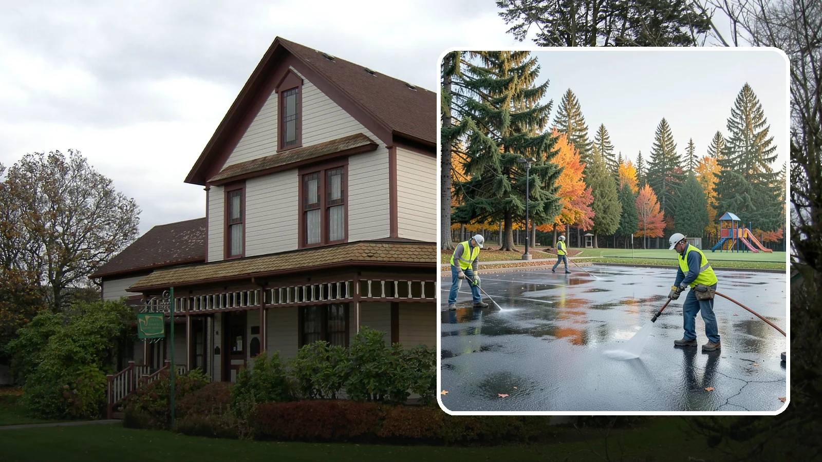 Parking Lot Cleaning in Sumner, Pierce County, WA - Pressure wash and degrease public parking lots to remove oil staining, gum, and accumulated grime.