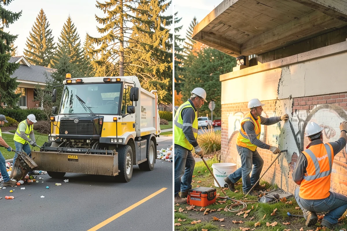 Parking Lot Cleaning in Tacoma, Pierce County, WA - Survey lot size, surface type, and staining with staff