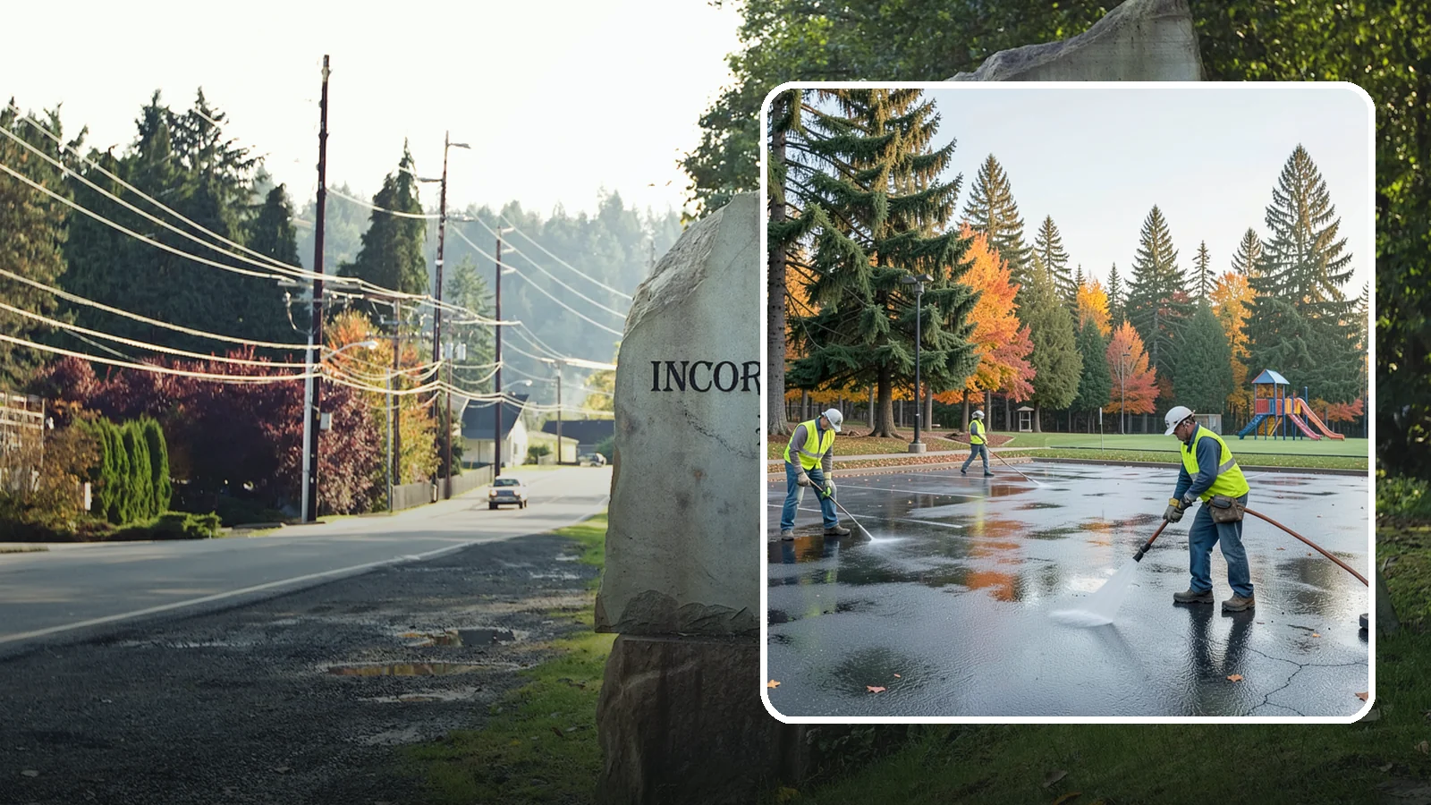 Parking Lot Cleaning in Wilkeson, Pierce County, WA - Pressure wash and degrease public parking lots to remove oil staining, gum, and accumulated grime.