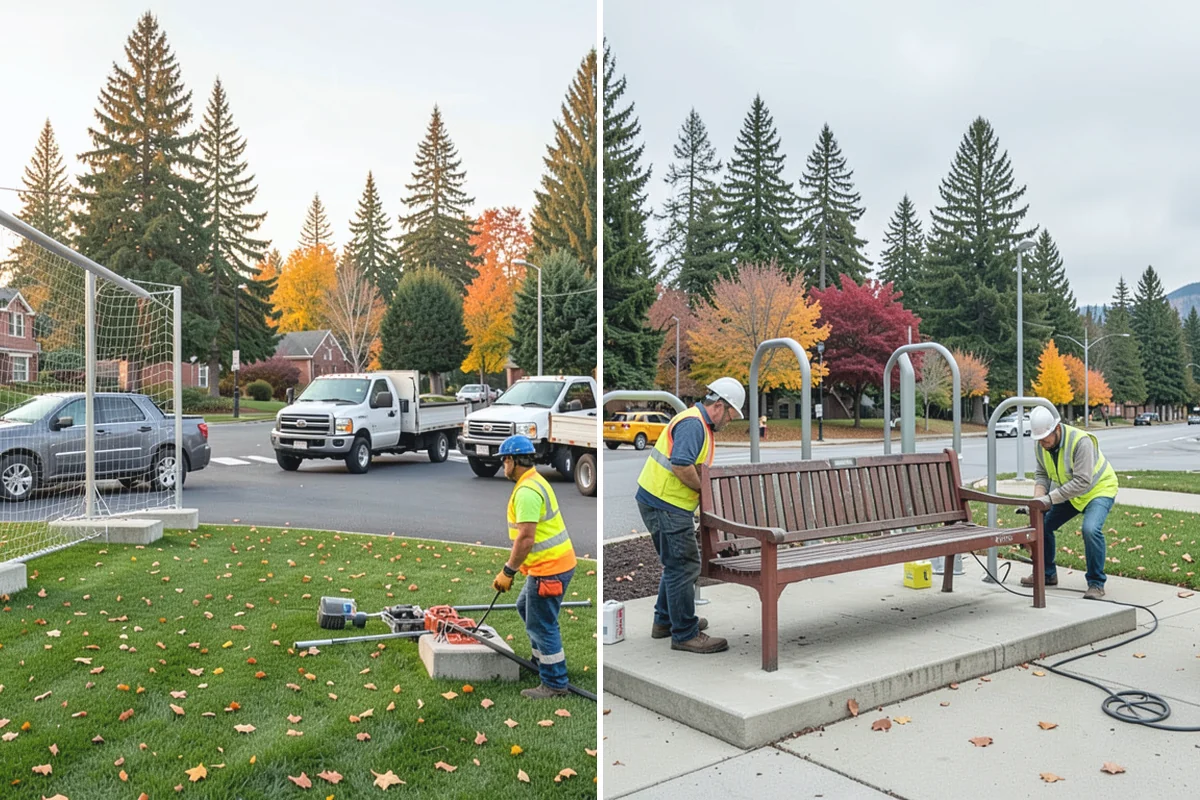 Parking Lot Cleaning in Woodinville, King County, WA - Survey lot size, surface type, and staining with staff