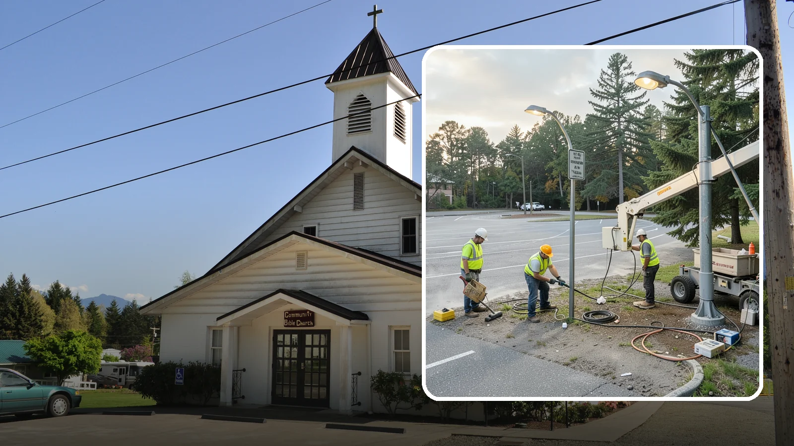 Parking Lot Lighting in Concrete, Skagit County, WA - Maintenance and repair of pole-mounted parking lot lighting at public facilities and transit sites.