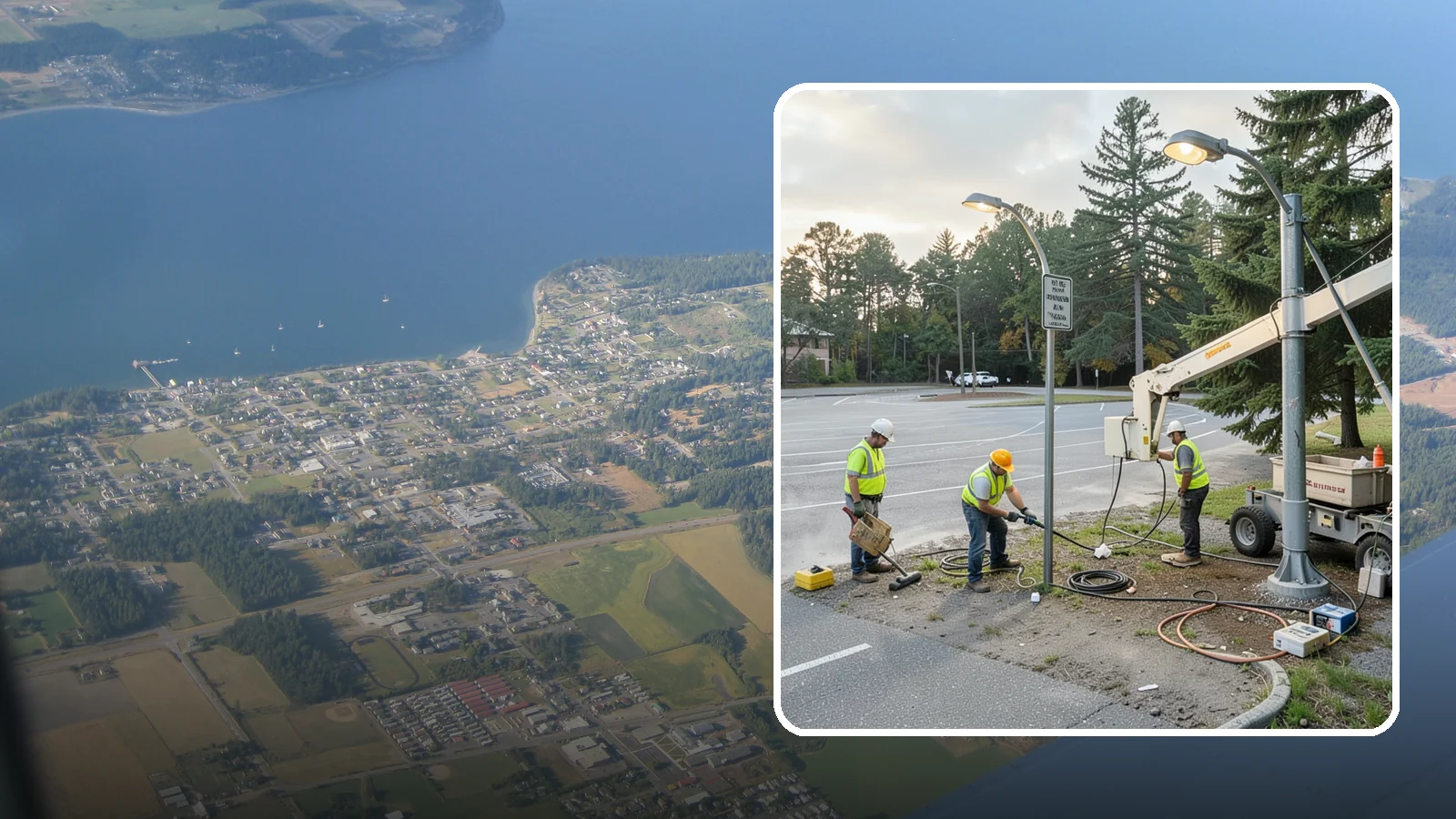 Parking Lot Lighting in Coupeville, Island County, WA - Maintenance and repair of pole-mounted parking lot lighting at public facilities and transit sites.
