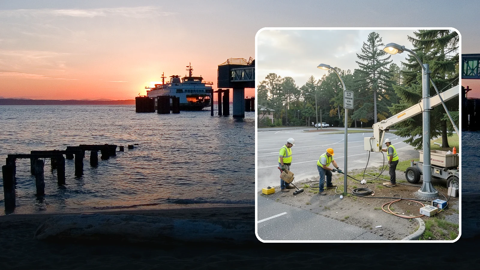 Parking Lot Lighting in Edmonds, Snohomish County, WA - Maintenance and repair of pole-mounted parking lot lighting at public facilities and transit sites.