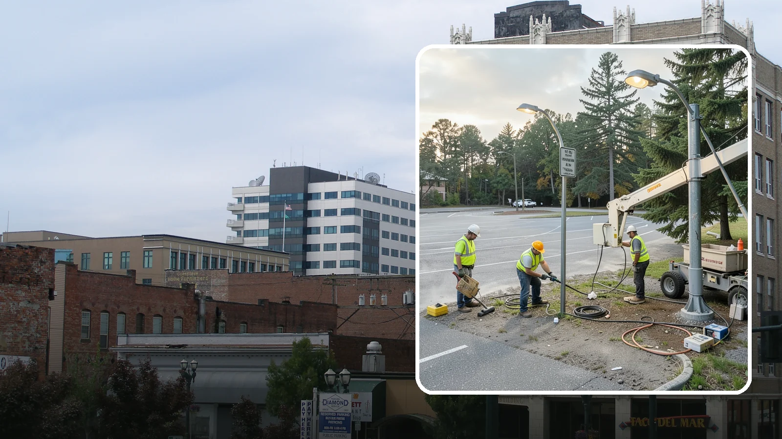 Parking Lot Lighting in Everett, Snohomish County, WA - Maintenance and repair of pole-mounted parking lot lighting at public facilities and transit sites.