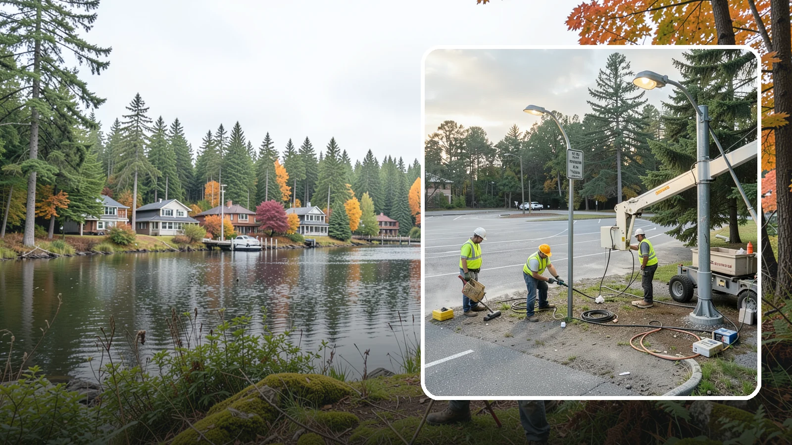 Parking Lot Lighting in La Conner, Skagit County, WA - Maintenance and repair of pole-mounted parking lot lighting at public facilities and transit sites.