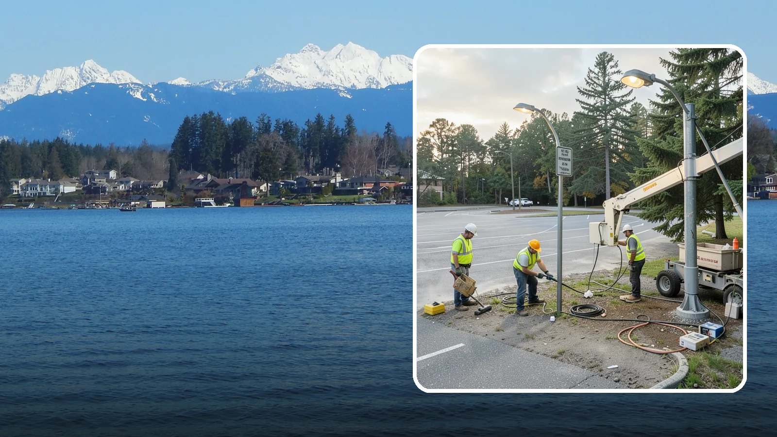 Parking Lot Lighting in Lake Stevens, Snohomish County, WA - Maintenance and repair of pole-mounted parking lot lighting at public facilities and transit sites.