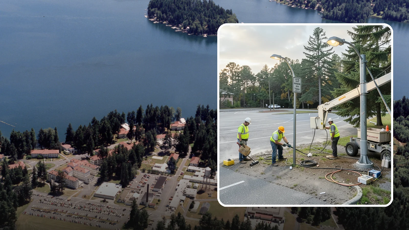Parking Lot Lighting in Lakewood, Pierce County, WA - Maintenance and repair of pole-mounted parking lot lighting at public facilities and transit sites.