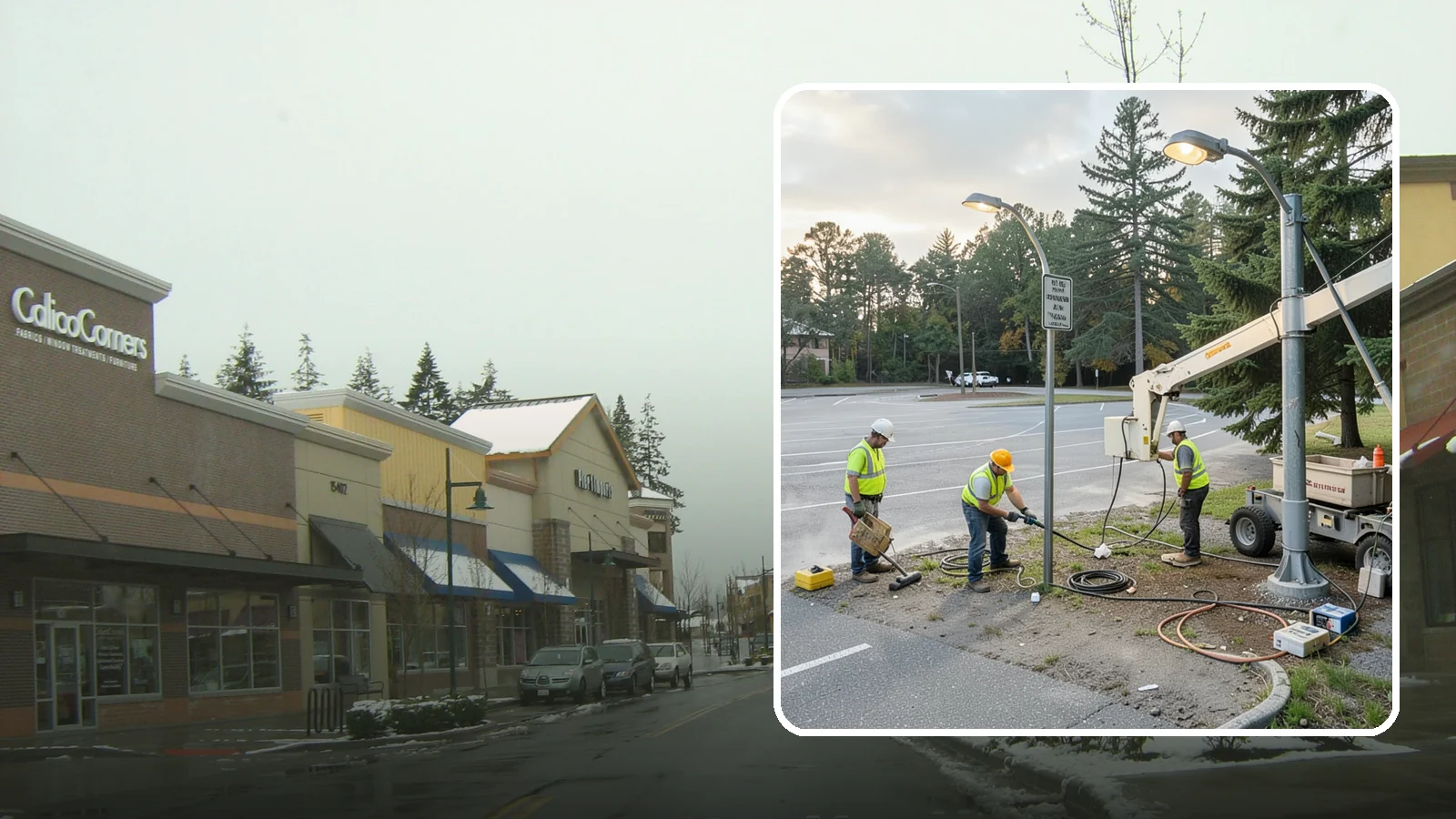Parking Lot Lighting in Mill Creek, Snohomish County, WA - Maintenance and repair of pole-mounted parking lot lighting at public facilities and transit sites.