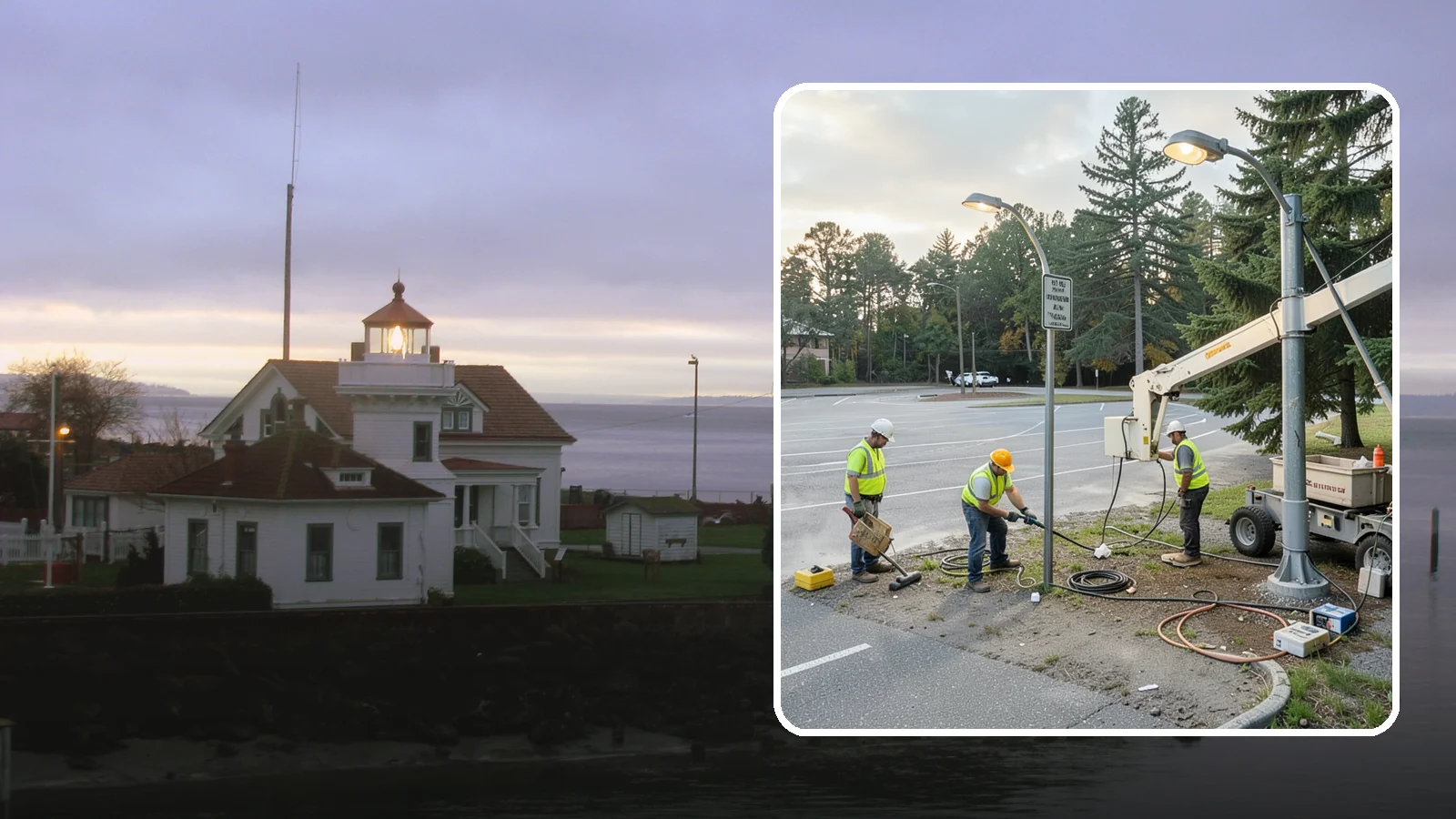 Parking Lot Lighting in Mukilteo, Snohomish County, WA - Maintenance and repair of pole-mounted parking lot lighting at public facilities and transit sites.