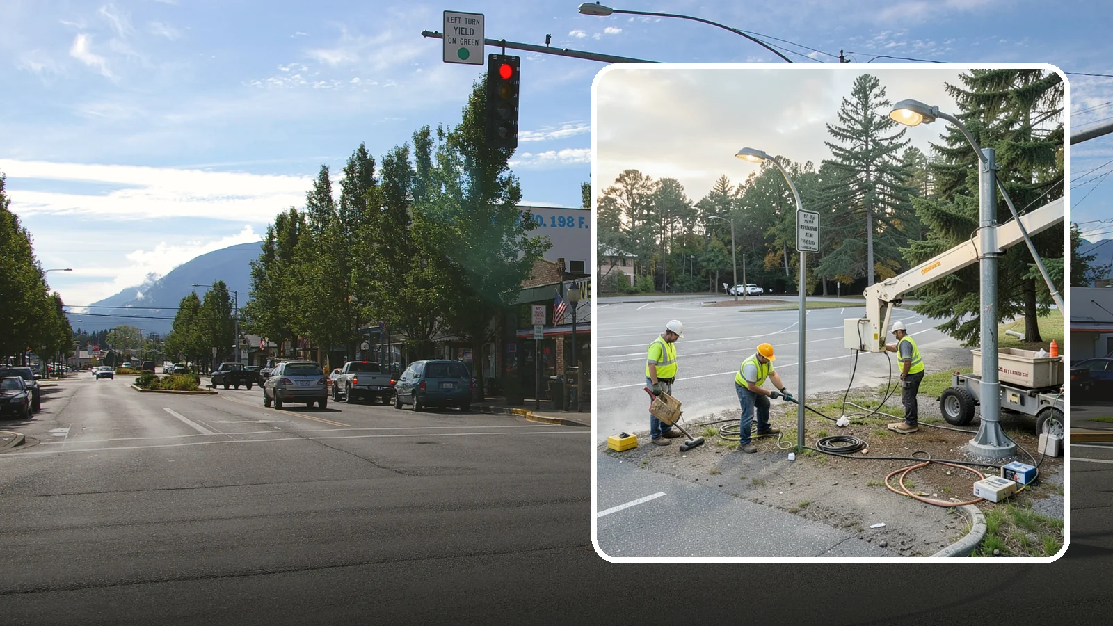 Parking Lot Lighting in North Bend, King County, WA - Maintenance and repair of pole-mounted parking lot lighting at public facilities and transit sites.