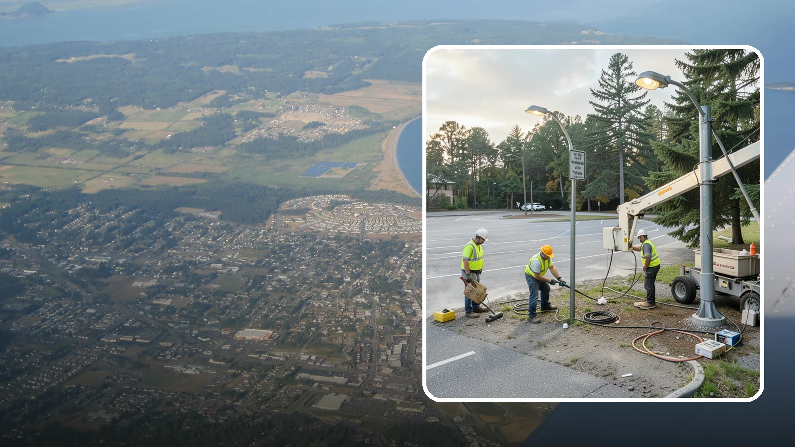 Parking Lot Lighting in Oak Harbor, Island County, WA - Maintenance and repair of pole-mounted parking lot lighting at public facilities and transit sites.