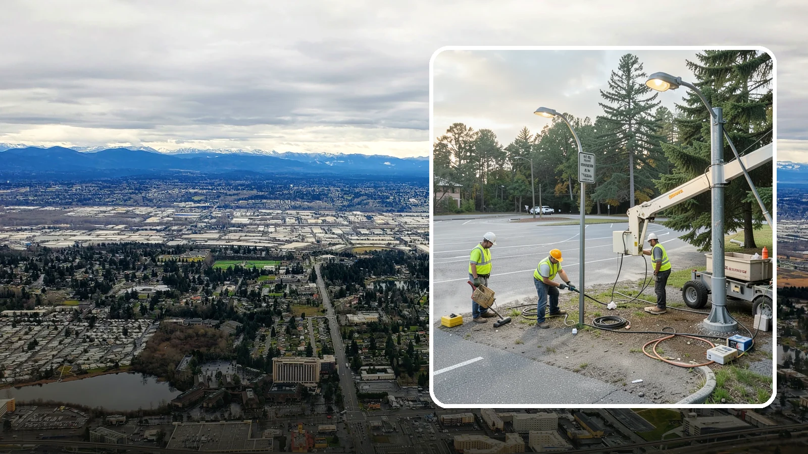Parking Lot Lighting in SeaTac, King County, WA - Maintenance and repair of pole-mounted parking lot lighting at public facilities and transit sites.
