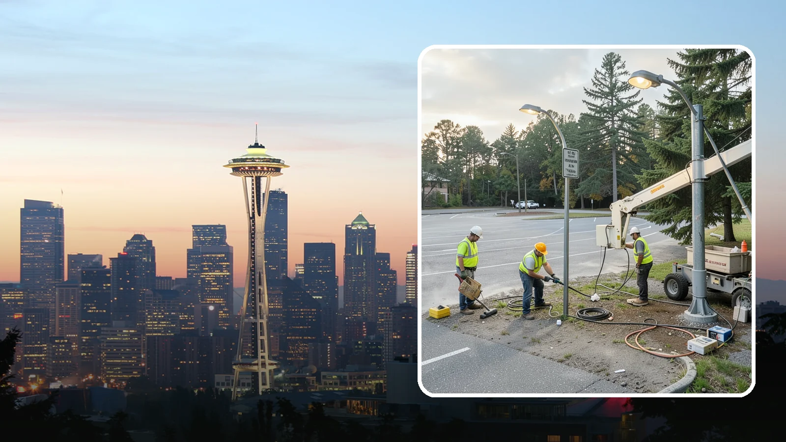 Parking Lot Lighting in Seattle, King County, WA - Maintenance and repair of pole-mounted parking lot lighting at public facilities and transit sites.
