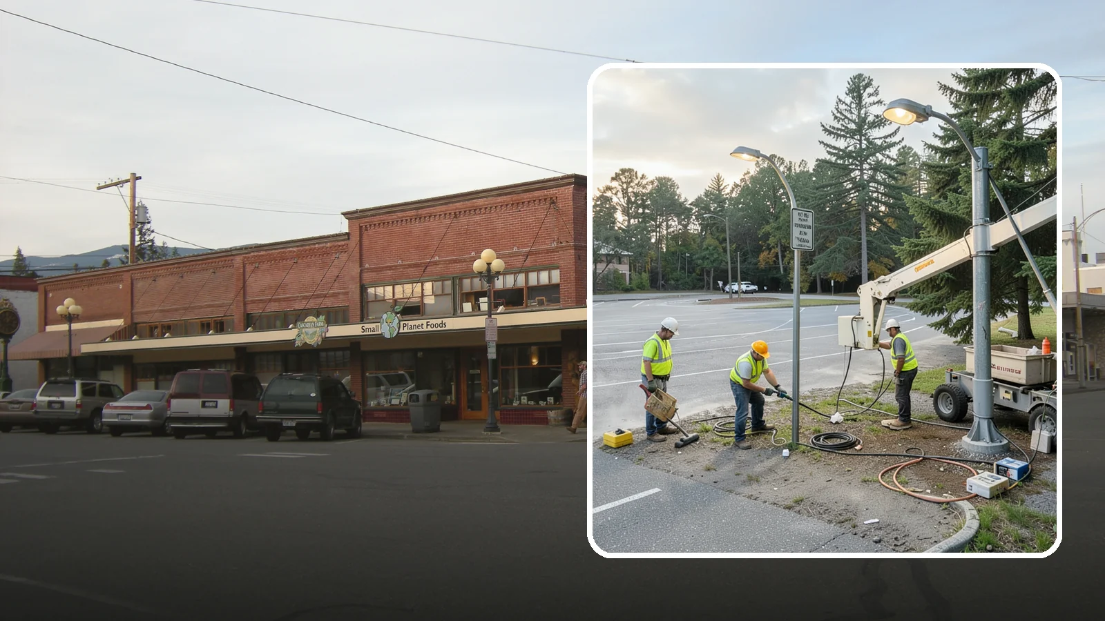 Parking Lot Lighting in Sedro-Woolley, Skagit County, WA - Maintenance and repair of pole-mounted parking lot lighting at public facilities and transit sites.