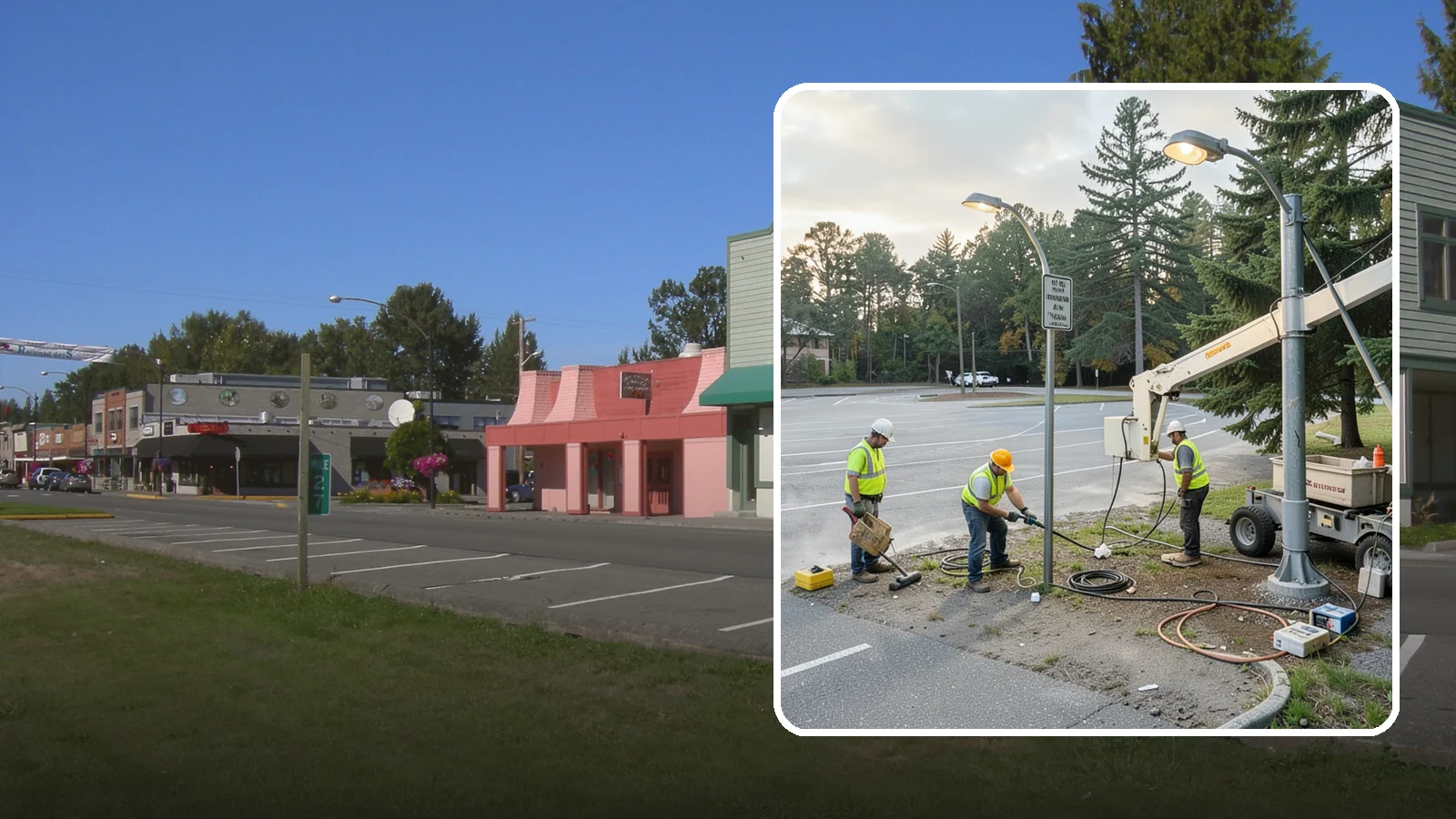 Parking Lot Lighting in Snoqualmie, King County, WA - Maintenance and repair of pole-mounted parking lot lighting at public facilities and transit sites.