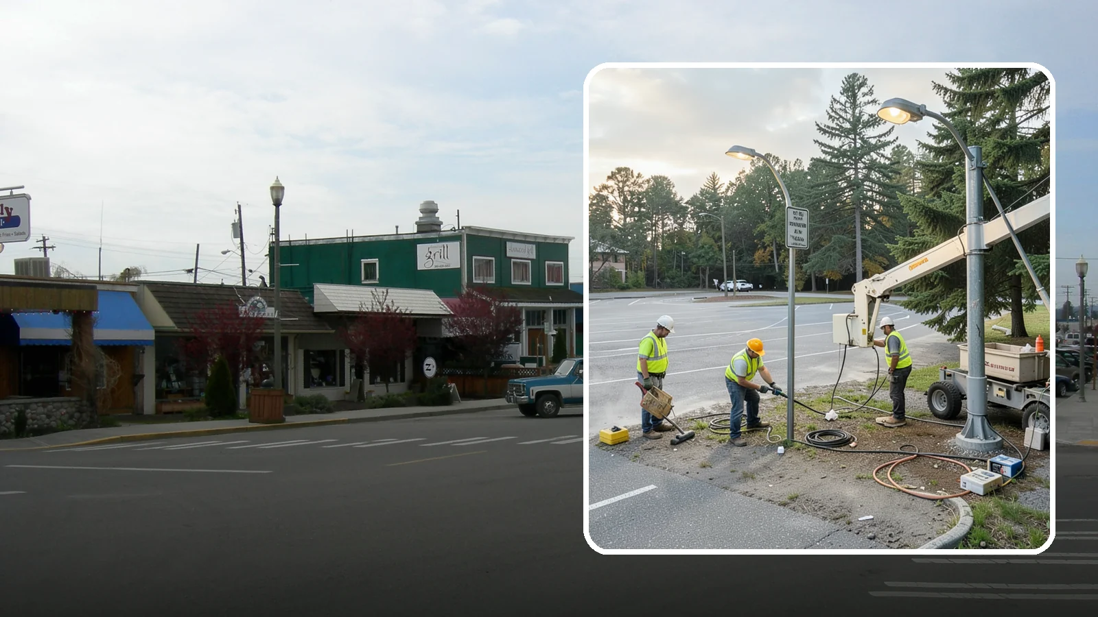 Parking Lot Lighting in Stanwood, Snohomish County, WA - Maintenance and repair of pole-mounted parking lot lighting at public facilities and transit sites.