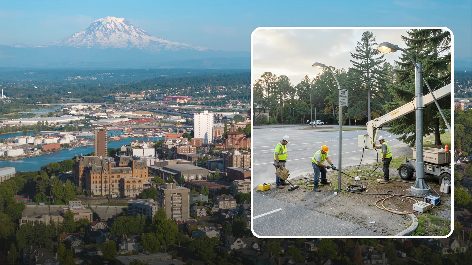 Parking Lot Lighting in Tacoma, Pierce County, WA - Maintenance and repair of pole-mounted parking lot lighting at public facilities and transit sites.