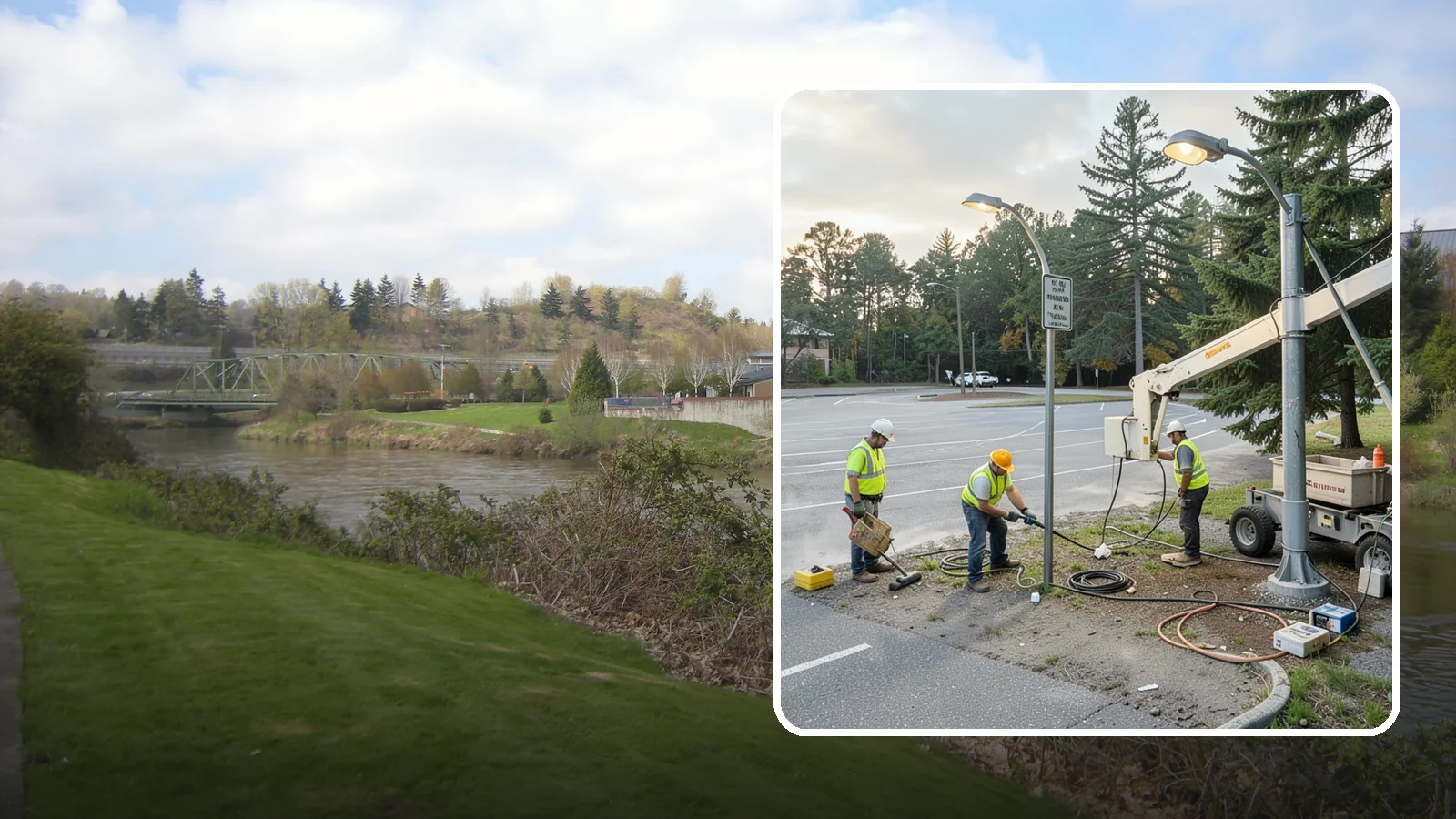 Parking Lot Lighting in Tukwila, King County, WA - Maintenance and repair of pole-mounted parking lot lighting at public facilities and transit sites.